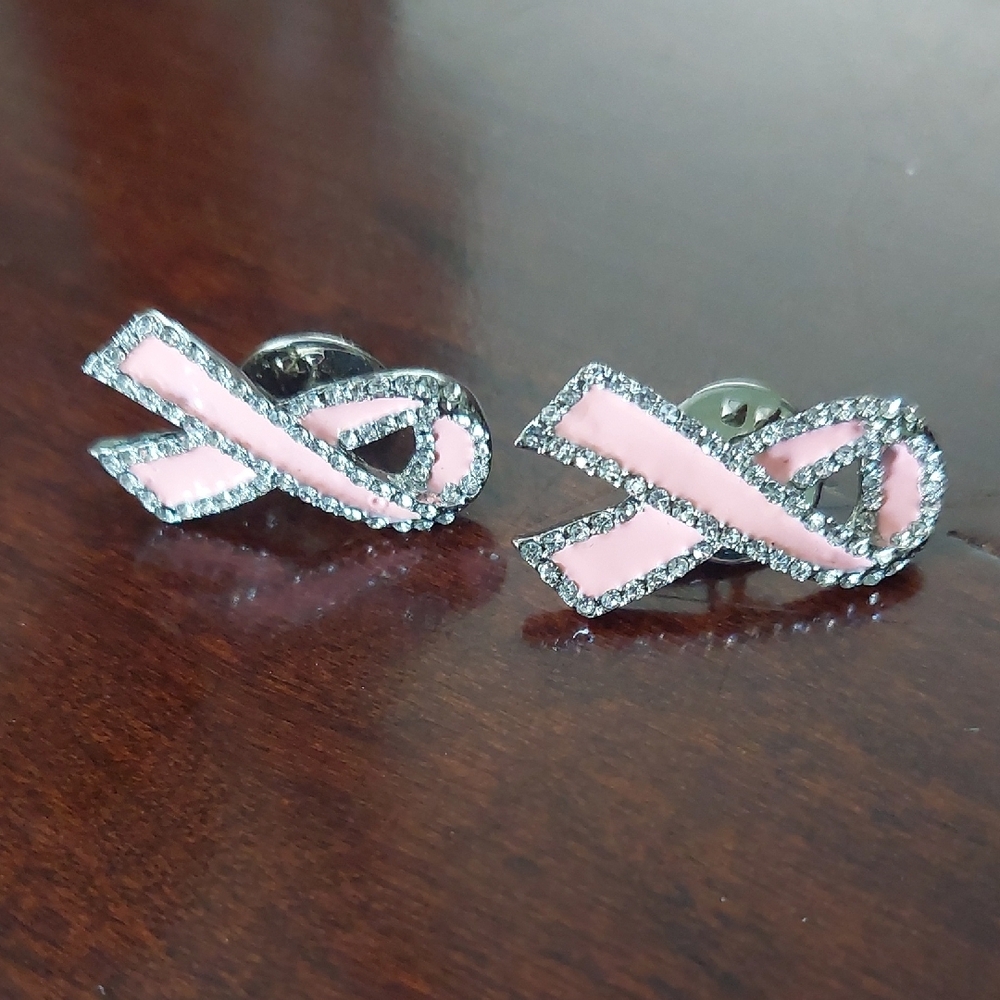 Elegant Pink Ribbon Earrings